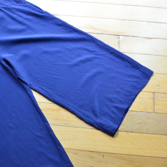 Joie Genesa 100% Silk Wide Leg Button Top Cutoff Capri Comfy Pants Blue Size 10 - Picture 3 of 8